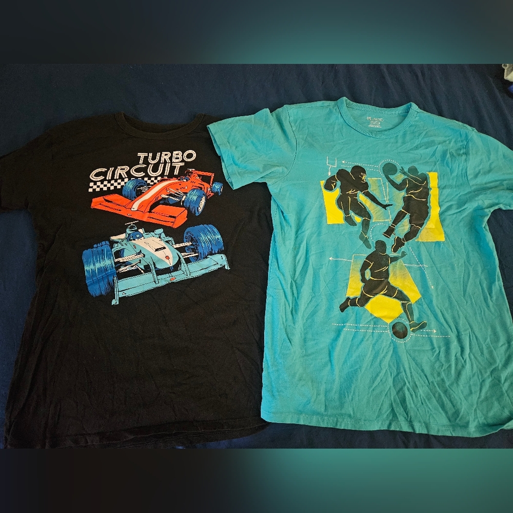 Children's Place Black and Blue Graphic Tees